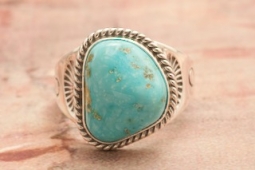 Genuine Battle Mountain Turquoise Nugget Sterling Silver Ring